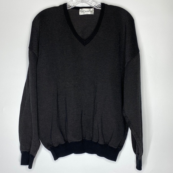 Vintage St. Croix Shop Black Vneck Sweater Size Large - Picture 1 of 6
